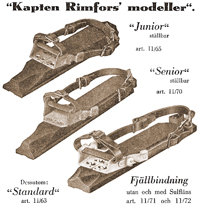 Redan 1922 hade Olle Rimfors sina frsta bindningar i produktion. De tillverkades nere i Simrishamn av AB Randfabriken Cimbria.